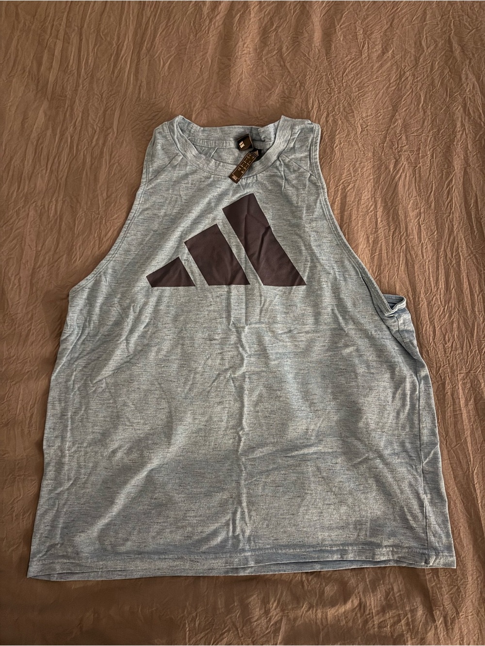 adidas Light Gray Men's Athletic Tank with Black Logo